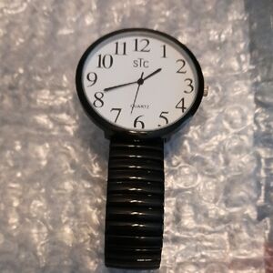 STC Black Quartz Watch